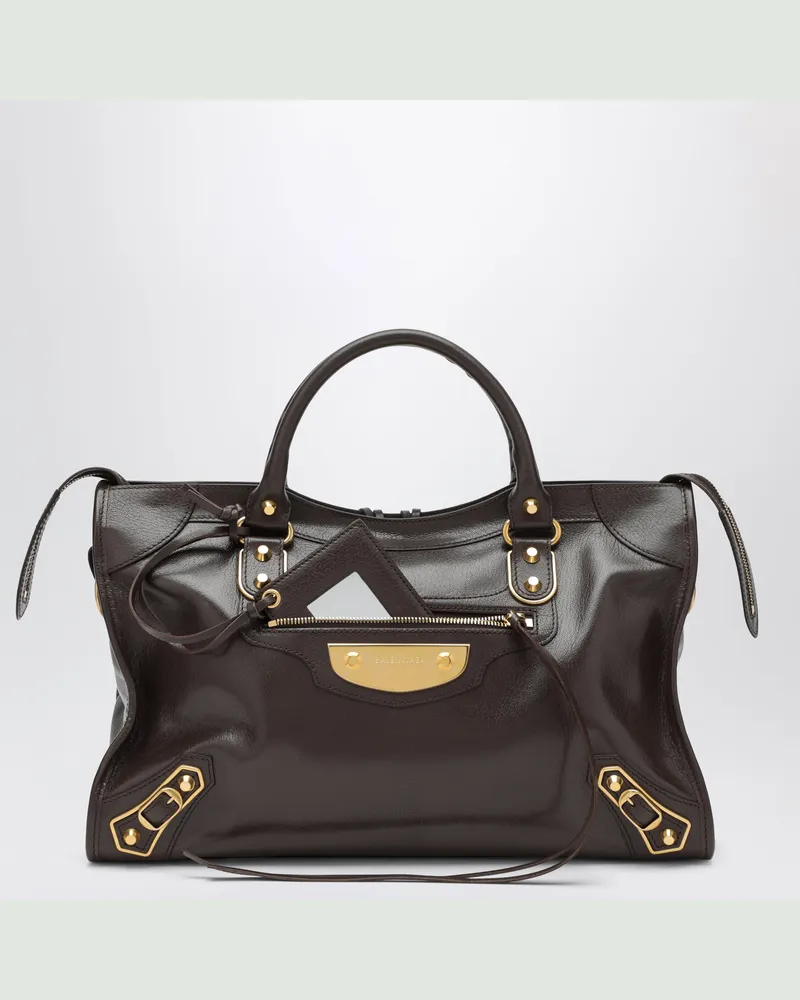 Balenciaga Braune mittelgroße Le City Uptown Tasche aus Leder Brown