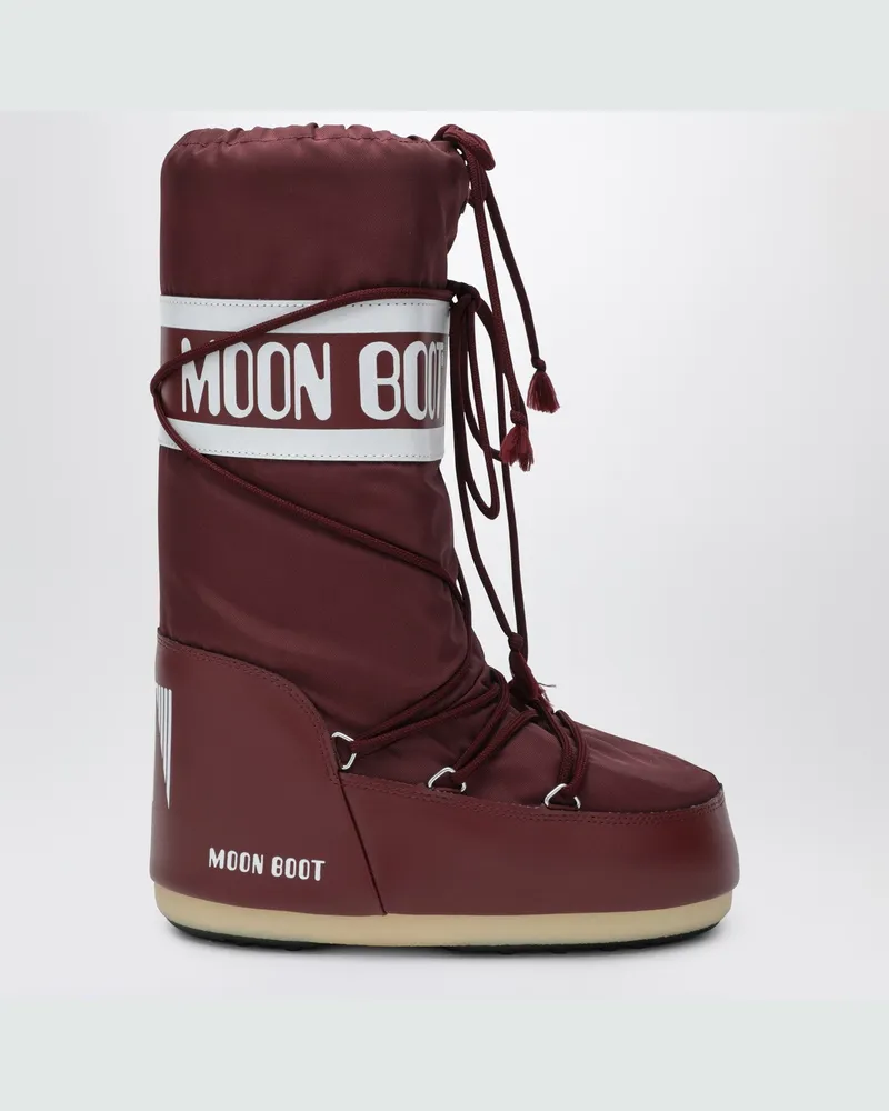 Moon Boot Bordeauxfarbener Icon-Stiefel aus Nylon Burgundy