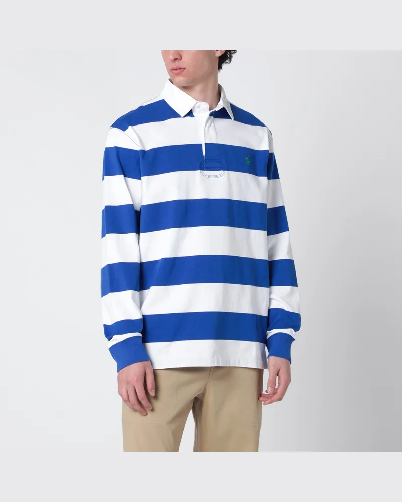 Ralph Lauren Weiß/Blau gestreiftes Poloshirt Classic Fit Multicolor