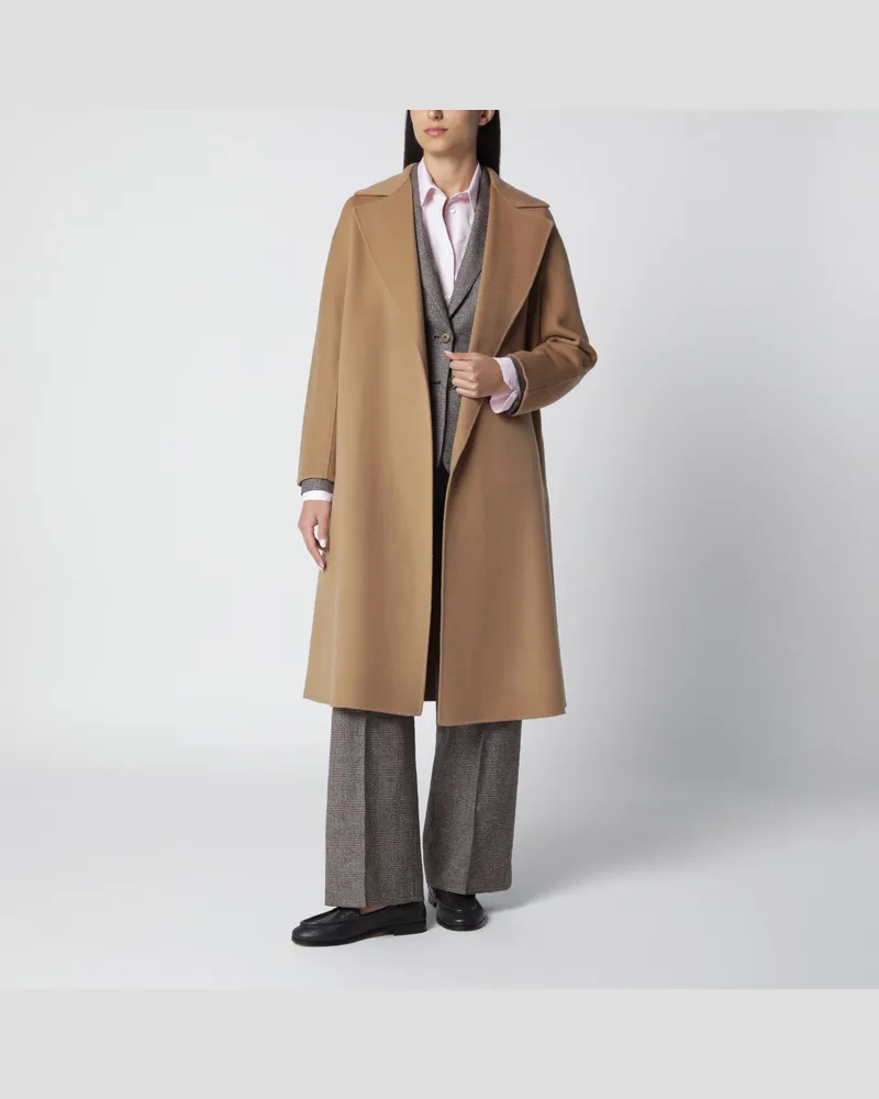 Max Mara Gürtelmantel in Kamel aus Wollmischung Brown