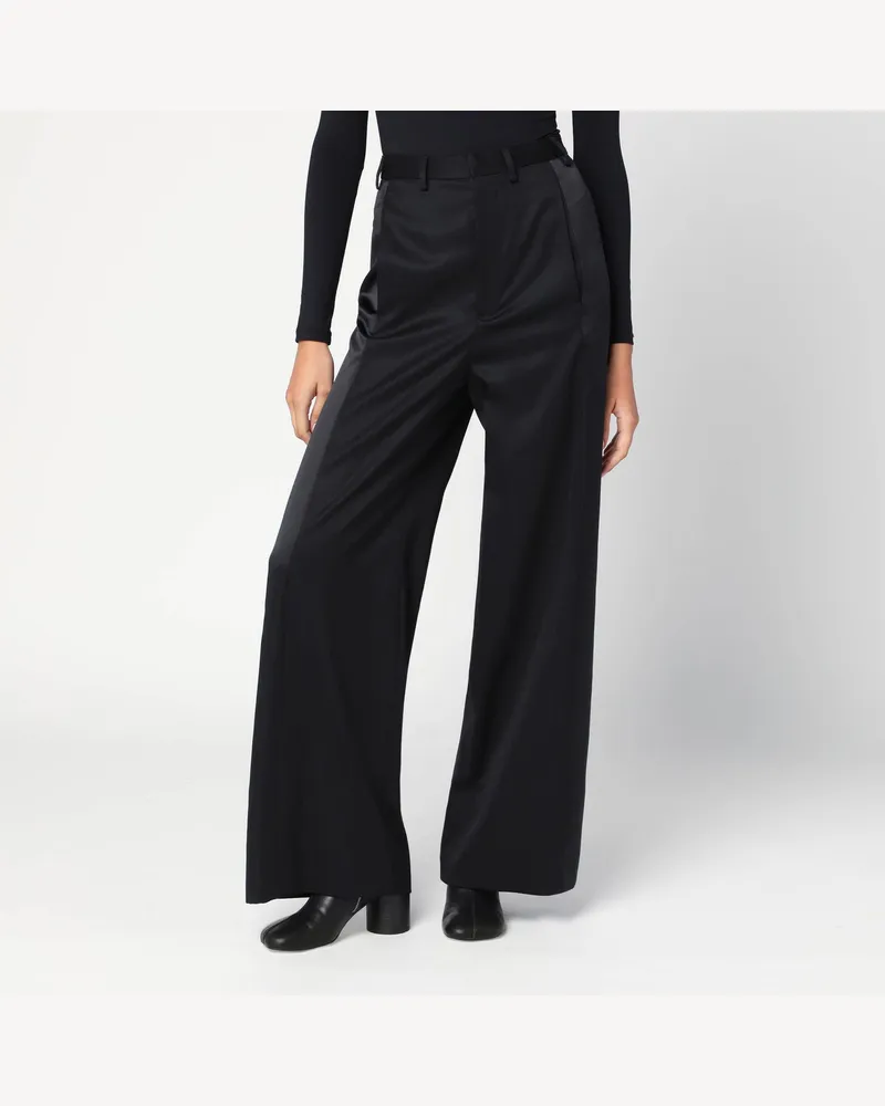 Maison Margiela Schwarze Satin-Palazzo-Hosen Black