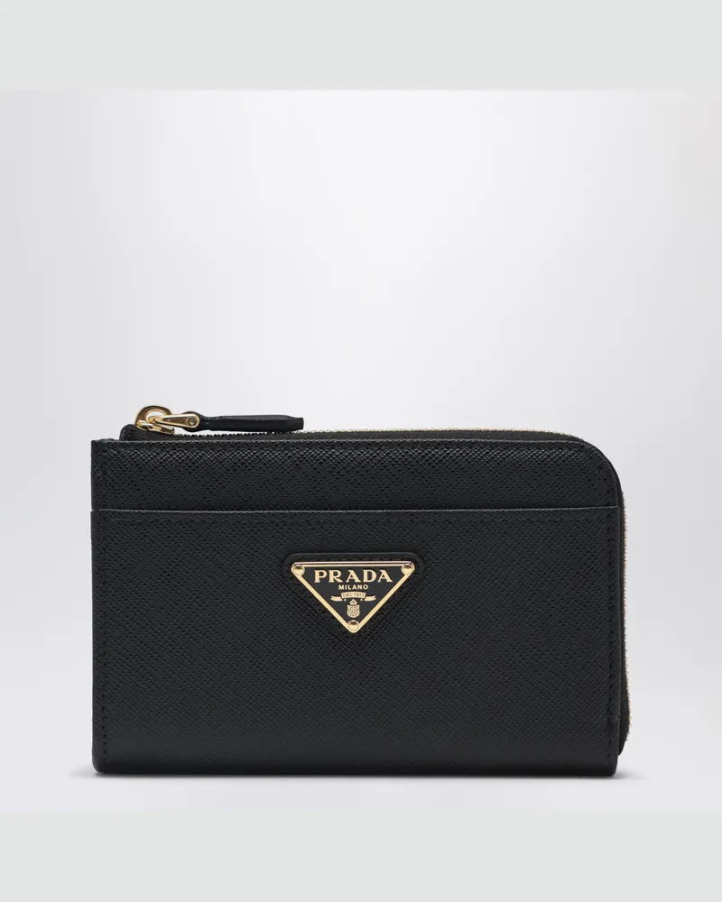 Prada Schwarzer Schlüsselanhänger mit Reißverschluss aus Saffianoleder Black