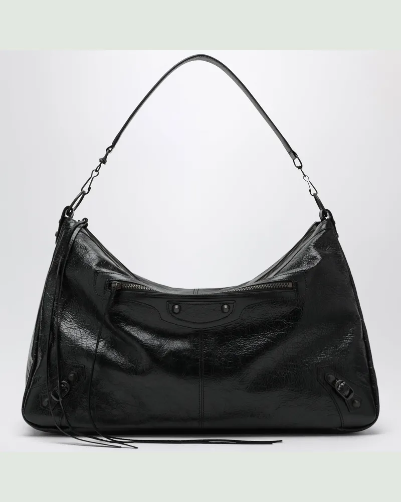 Balenciaga Schwarze Le City Moto Large Tasche aus Leder Black