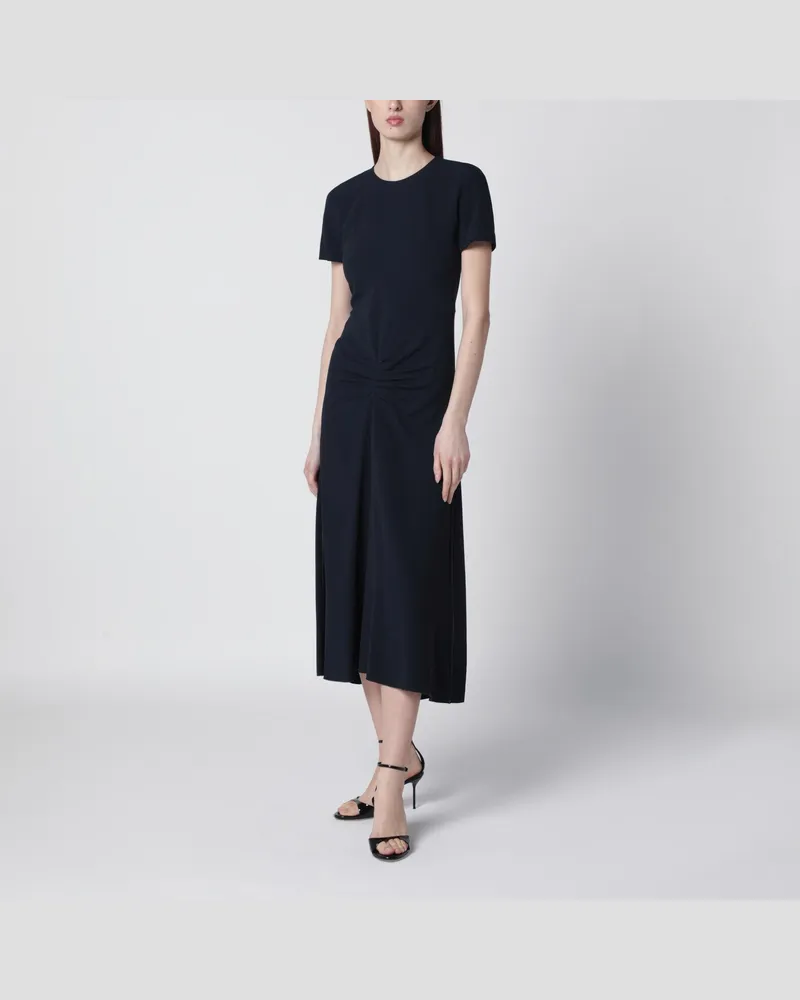 Victoria Beckham Blaire Kleid mit geraffter Taille in Navyblau Blue