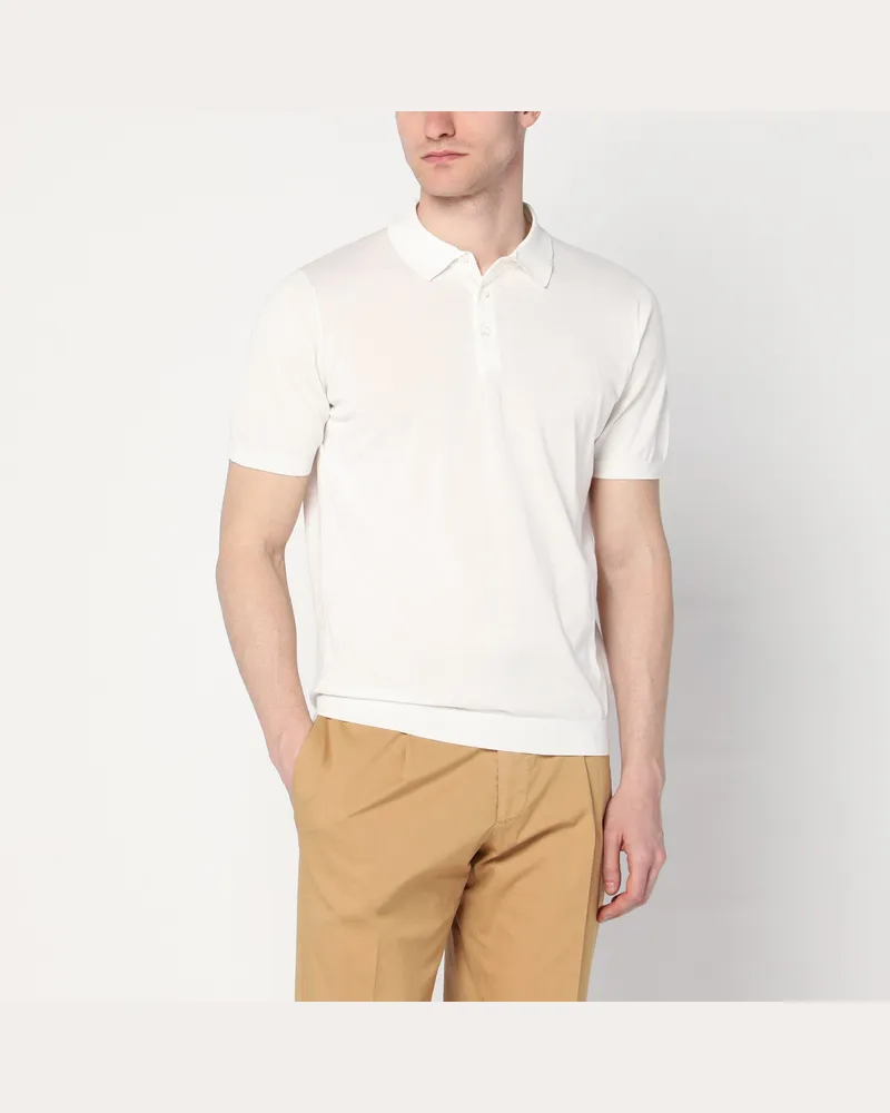 Drumohr  Poloshirt in Milchweiß aus Baumwolle 