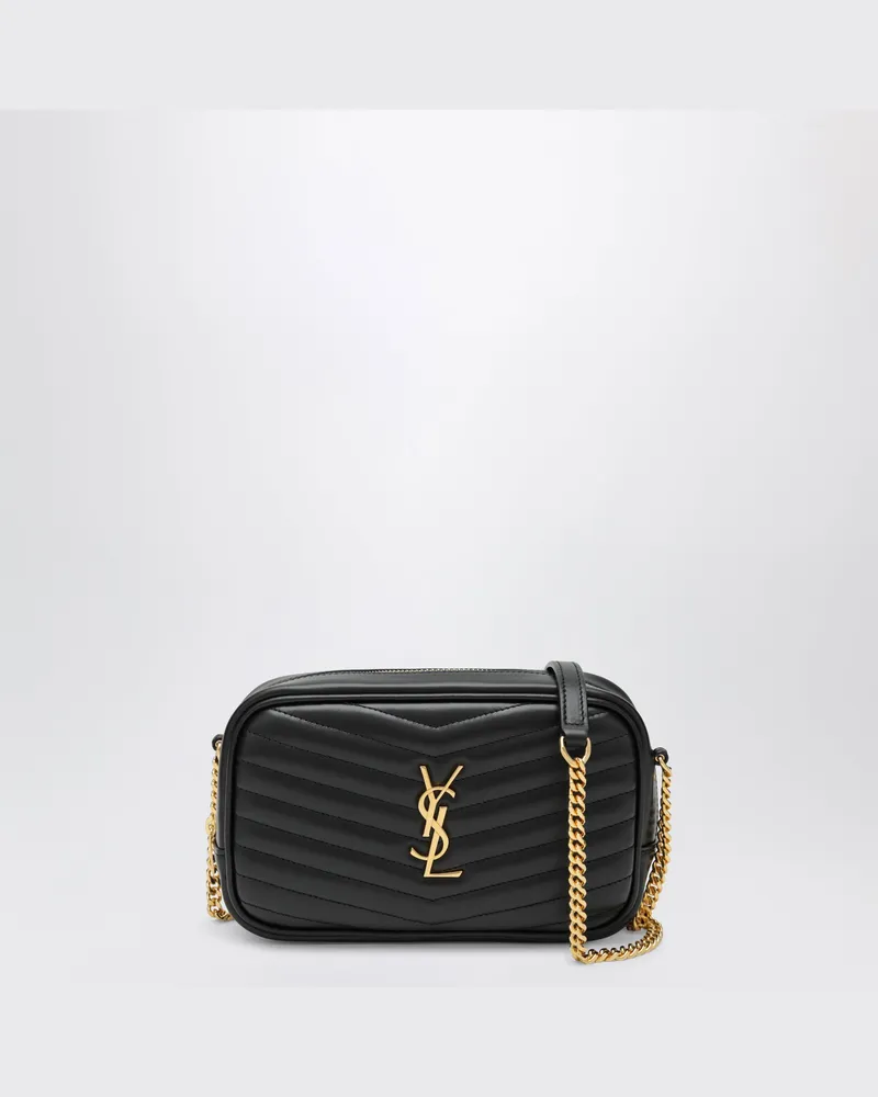 Saint Laurent Mini-Tasche Lou aus gestepptem Kalbsleder in Schwarz Black