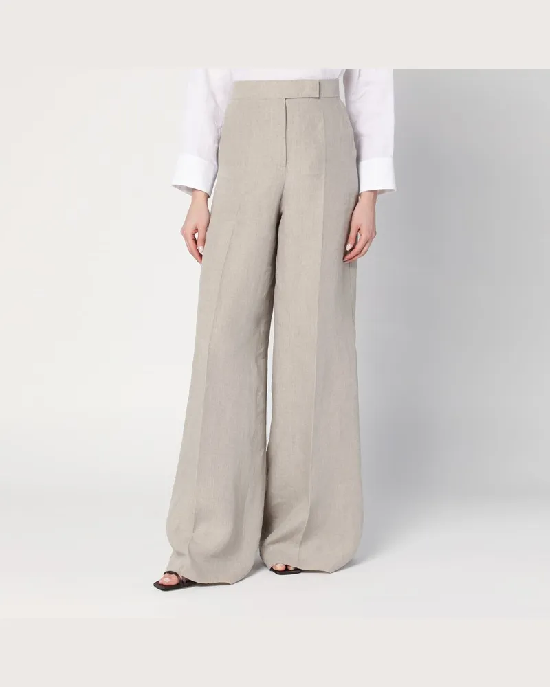 Max Mara Weite Hose in Beige aus Leinenstoff Beige