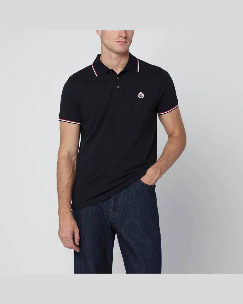 Moncler Blaues Kurzarm-Poloshirt Blau