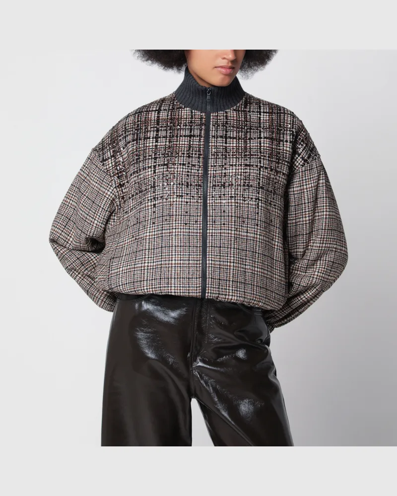 Brunello Cucinelli Bomberjacke Dazzling Dégradé in Beige aus Alpaka und Wolle Multicolor