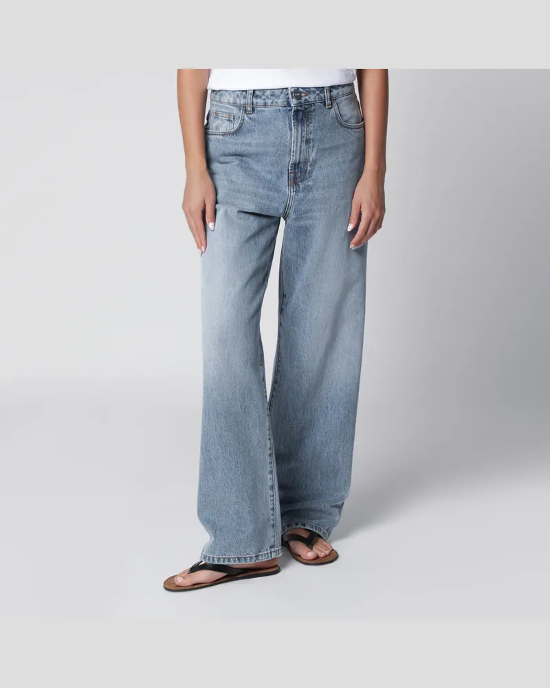 Róhe Blaue Bruun Jeans mit weitem Bein und Used-Waschung Light