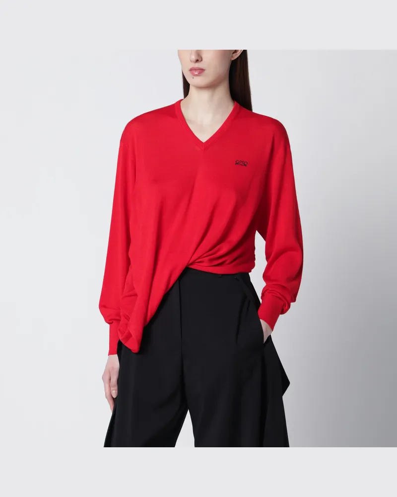 Loewe Drapiertes Oberteil aus roter Merinowolle Red