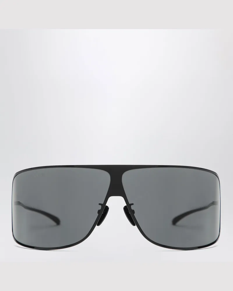 Gucci Schwarze Sonnenbrille mit Schildglas aus Metall Black
