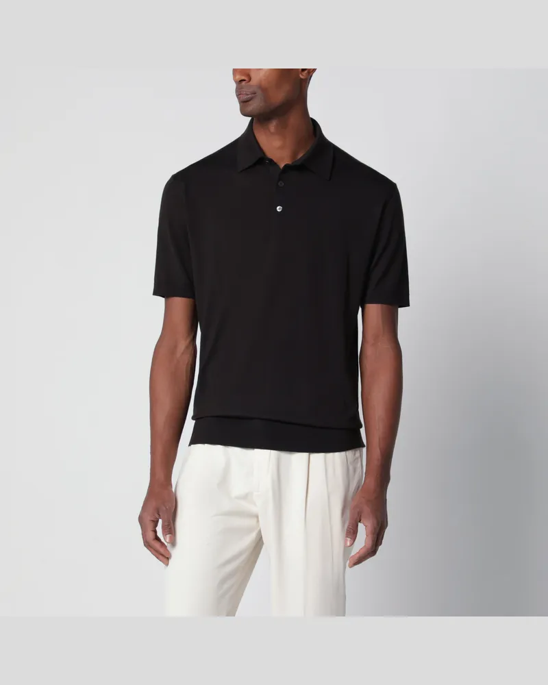 Ermenegildo Zegna Dunkelbraunes Poloshirt aus Wolle Brown