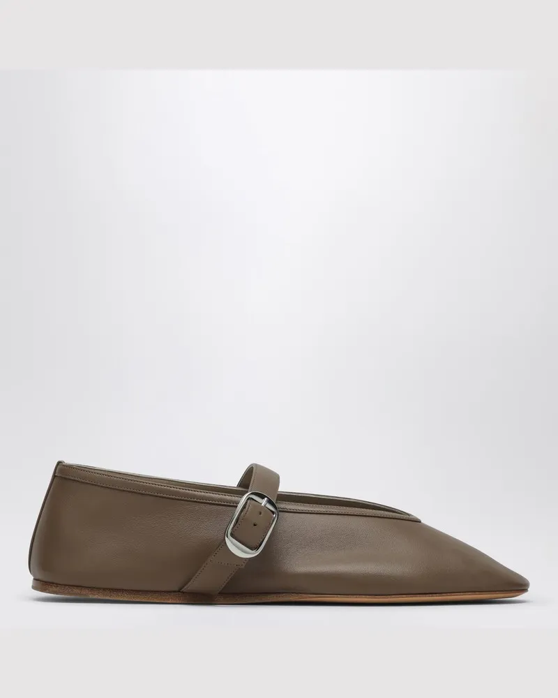 Le Monde Béryl Ballerina Stella aus taubengrauem Leder Beige