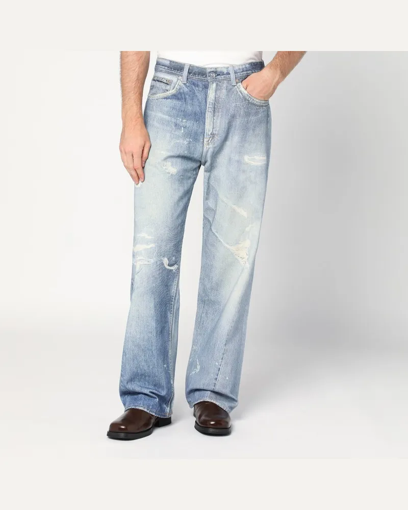 Our Legacy Ausgewaschene hellblaue Jeans mit Rissen Mehrfarbig