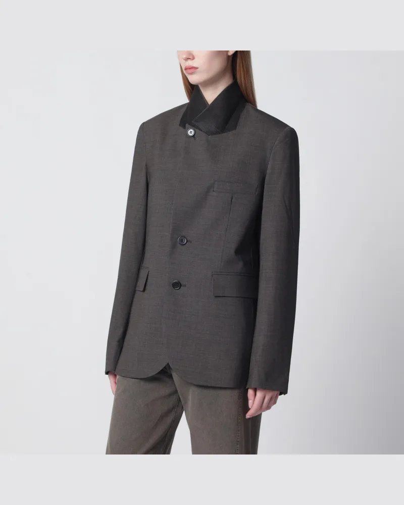 6397 Schiefergraue Jacke mit Microcheck-Muster Brown