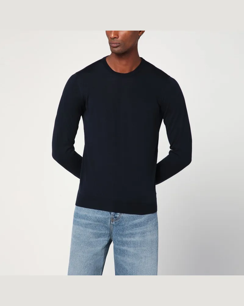 Drumohr  Marineblauer Wollpullover mit Rundhals Blau