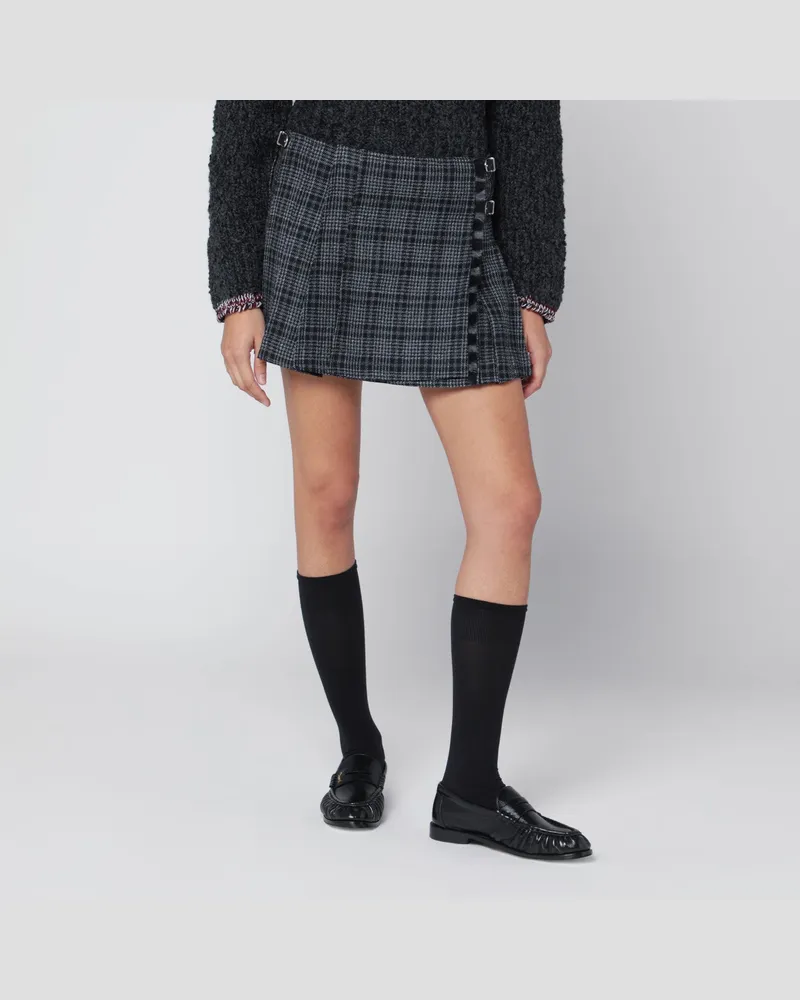 Durazzi Milano Schwarz-weiß karierter Kilt-Minirock Black