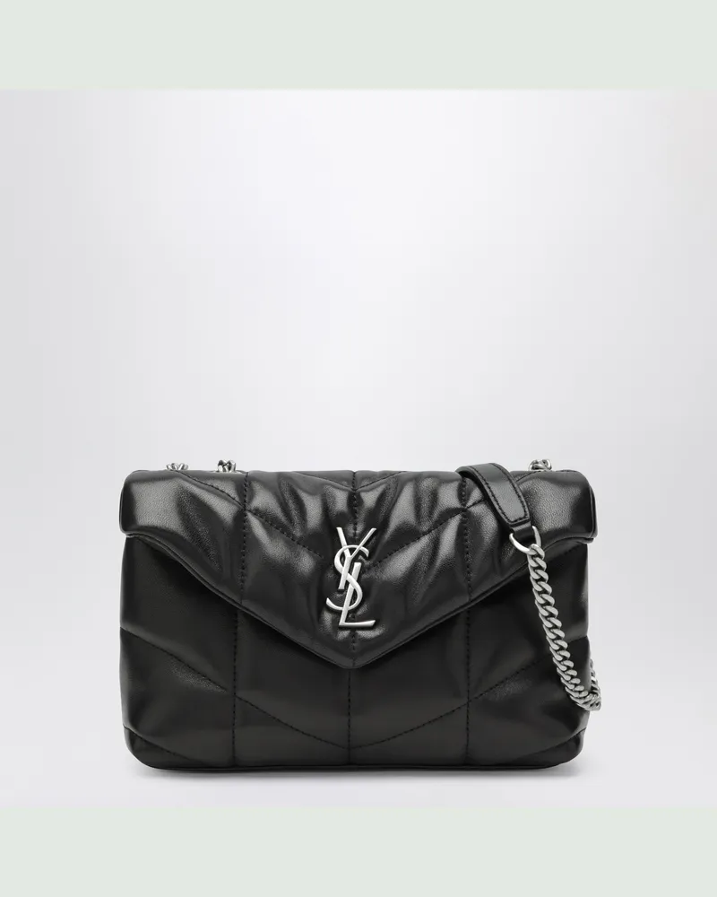 Saint Laurent Mini Loulou Puffer Schultertasche aus Lammleder in Schwarz Black