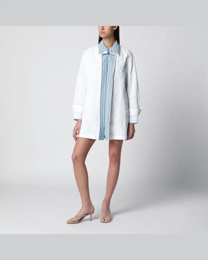 Loewe Kurzes Kleid aus technischem Baumwollstoff in Weiß White