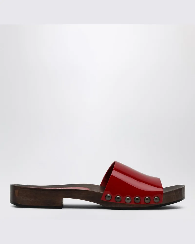 Miu Miu Rote Clogs aus Lackleder mit Logo Rot
