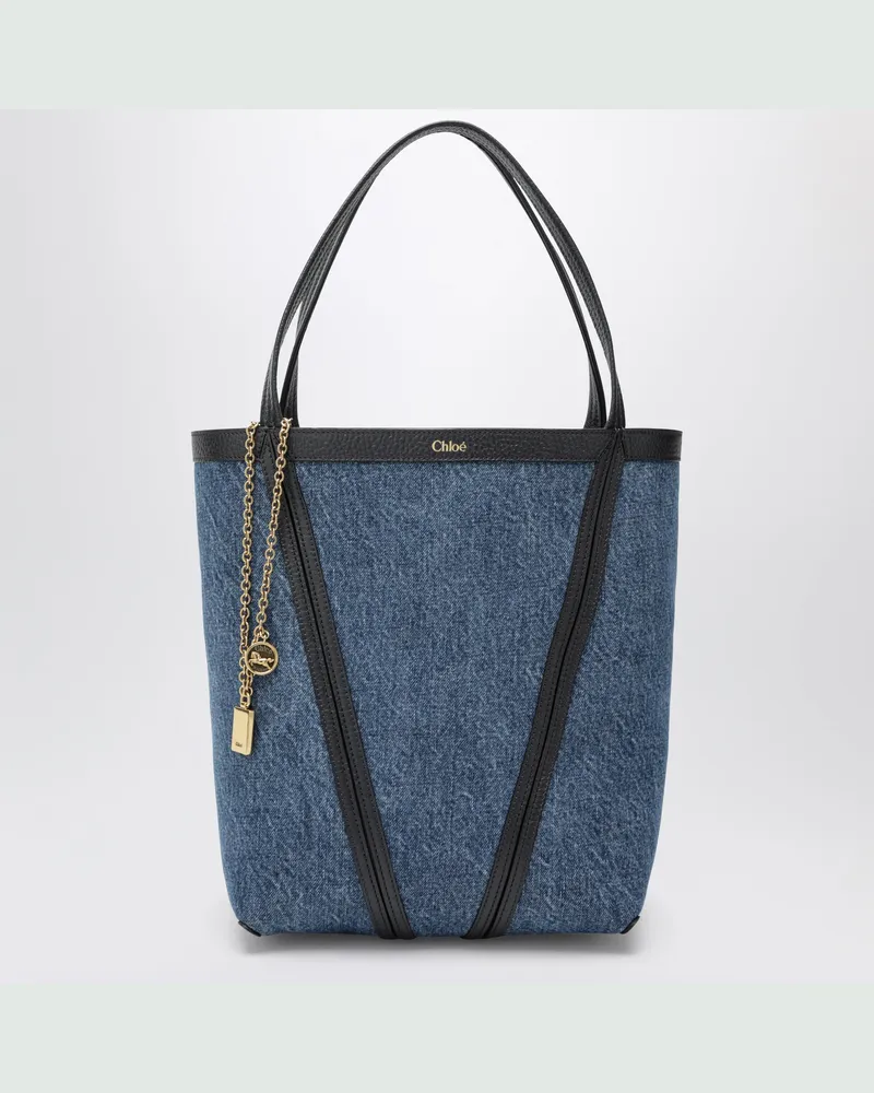 Chloé Spin Tote-Bag aus Denim Blue