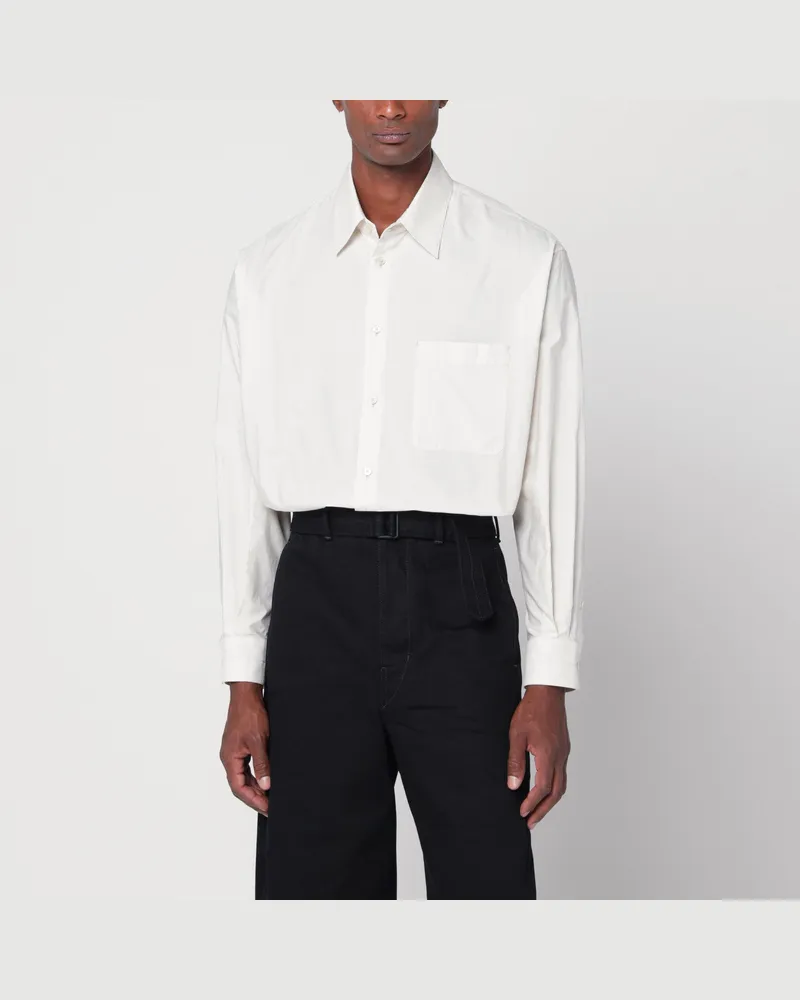 Christophe Lemaire Elfenbeinfarbenes Hemd aus Baumwolle und Seide 