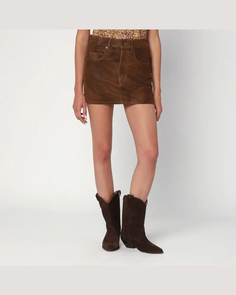 Isabel Marant Brauner Kimmy-Minirock aus Kunstleder Braun