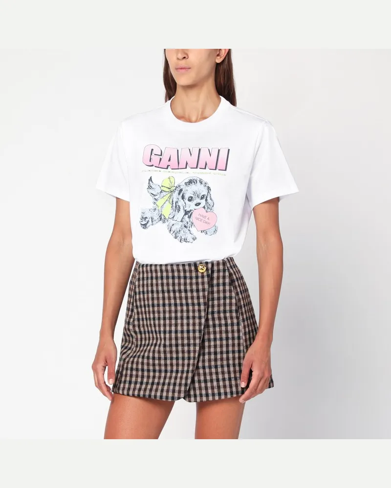 Ganni Weißes Puppy T-Shirt Weiß