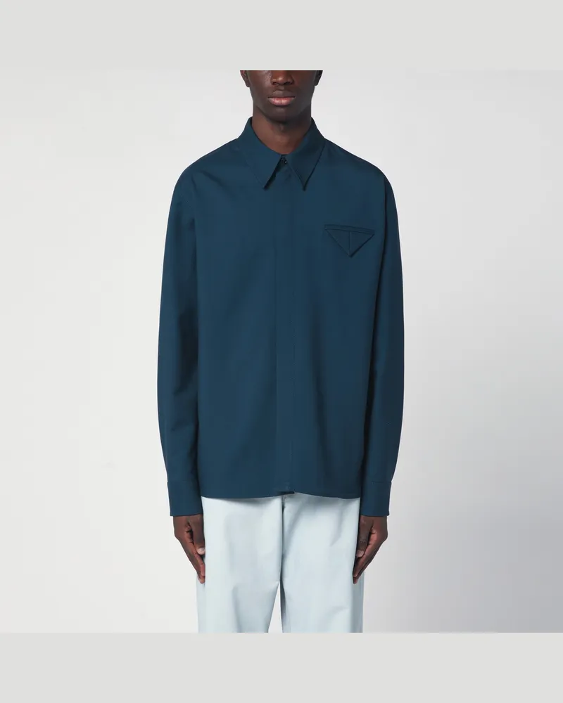 Bottega Veneta Petrolfarbenes Hemd aus Wolle 