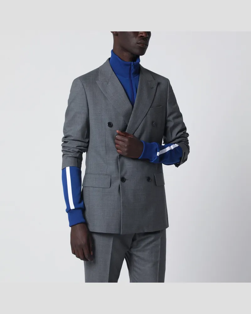 Prada Graue zweireihige Wolljacke 