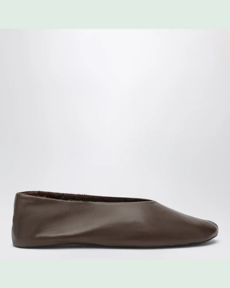 The Row Stella Slipper braun aus Leder und Shearling Brown