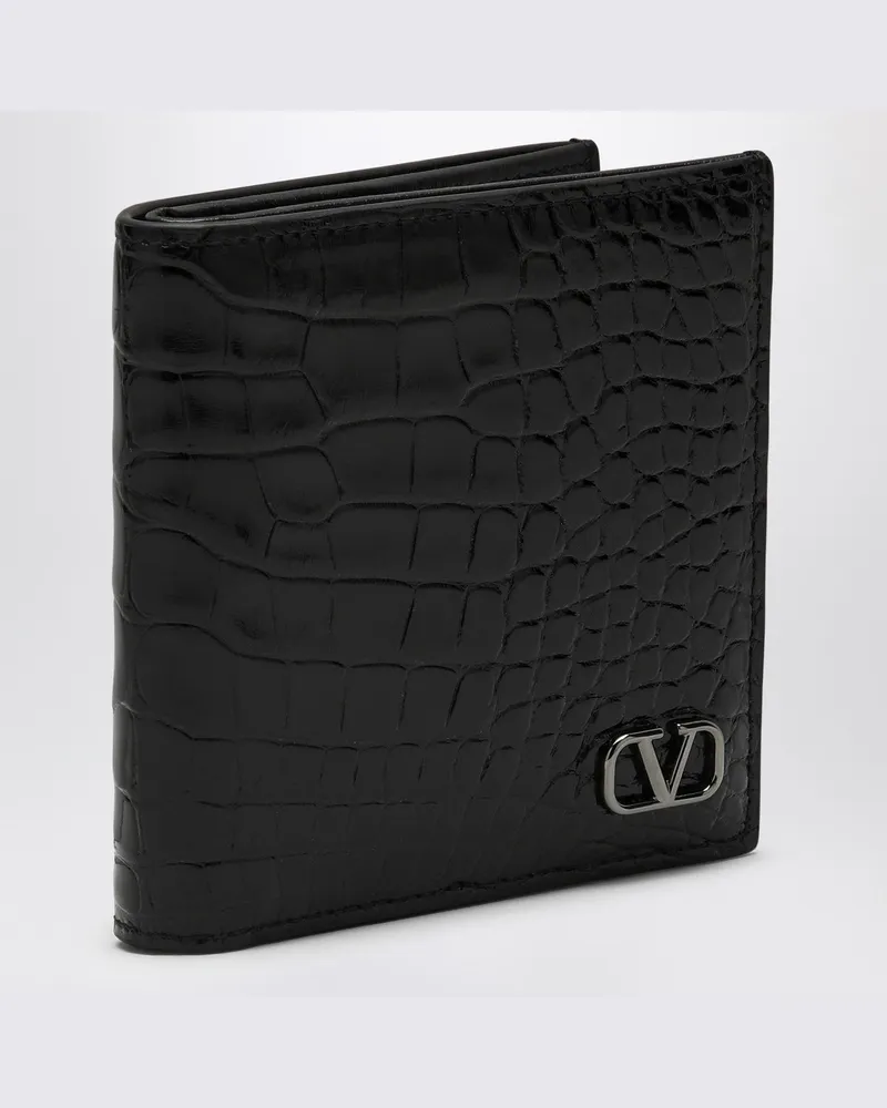 Valentino Garavani Schwarzes Portemonnaie VLogo Signature 