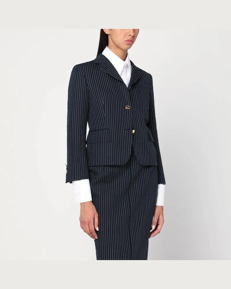 Thom Browne Marineblauer Nadelstreifenblazer aus Wolle Blau