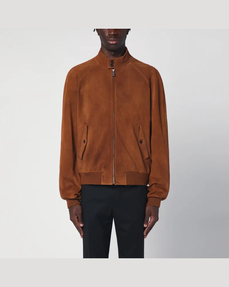 Prada Kamel-farbenes Wildleder-Bomberjacke Multicolor