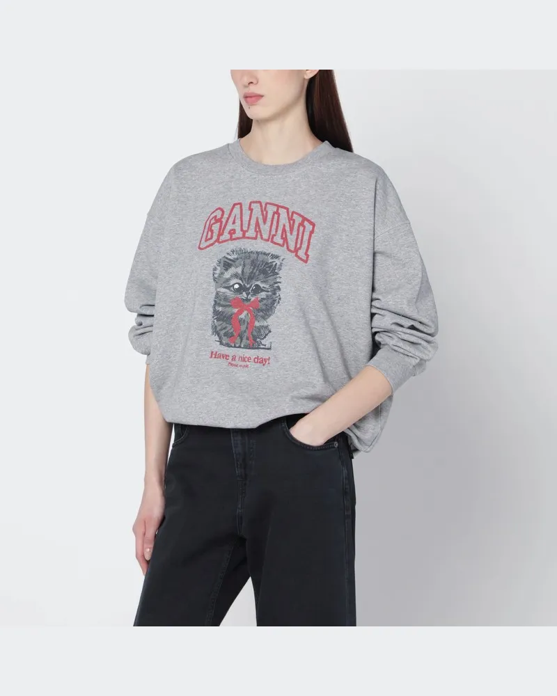 Ganni Grauer Kitty-Sweatshirt mit Logoprint Grau