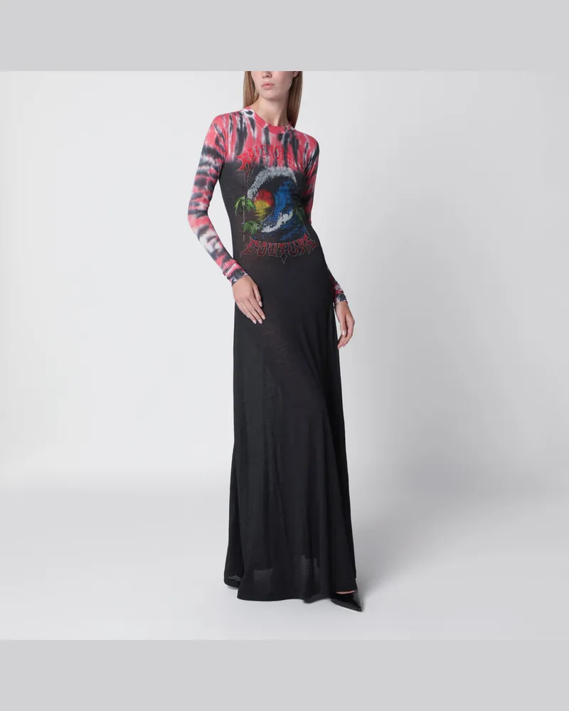 Balenciaga Extreme Tie Dye Kleid aus schwarzem Jersey Black