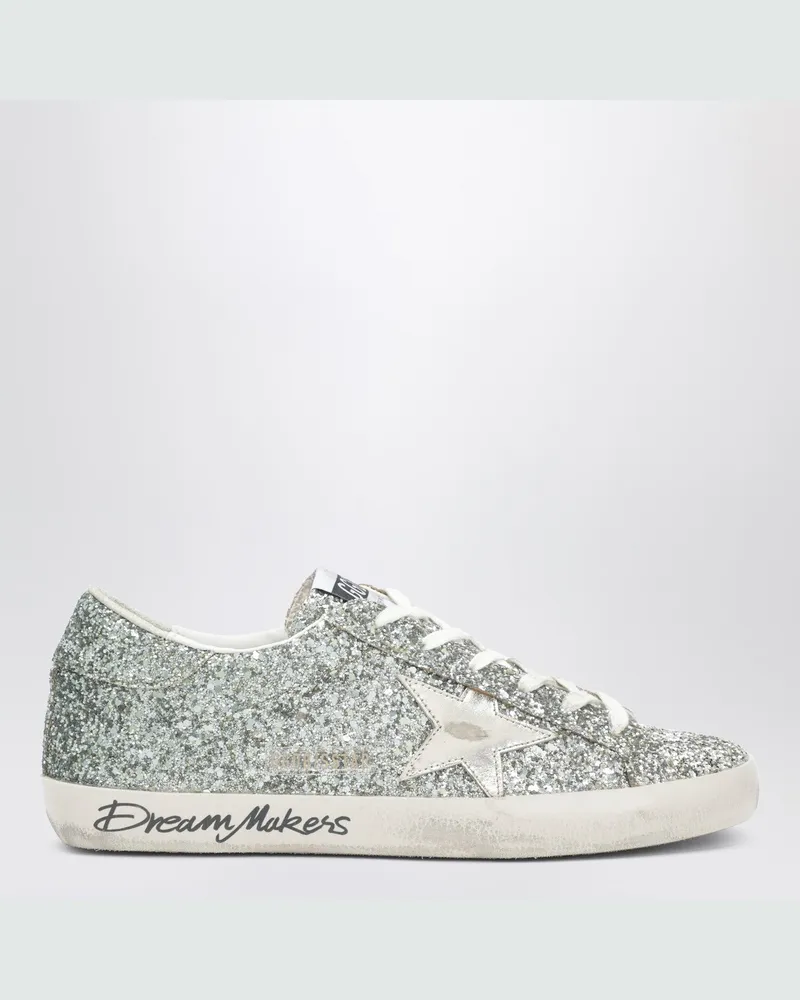 Golden Goose Super-Star Sneaker aus silbernem Glitzer mit Dégradé-Effekt Metal