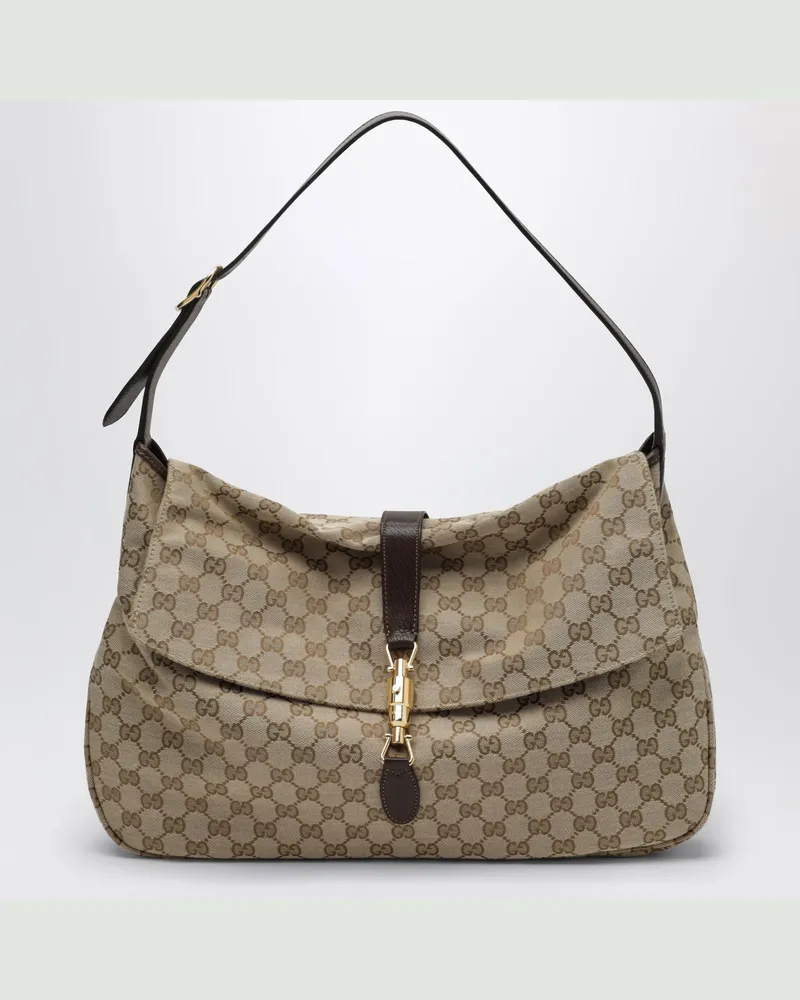 Gucci Jackie Flap Umhängetasche groß in Braun Beige