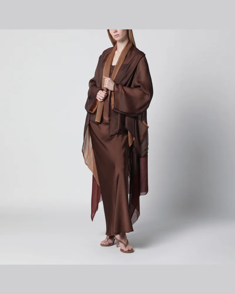 Alberta Ferretti Brauner Umhang aus Seidenorganza Brown