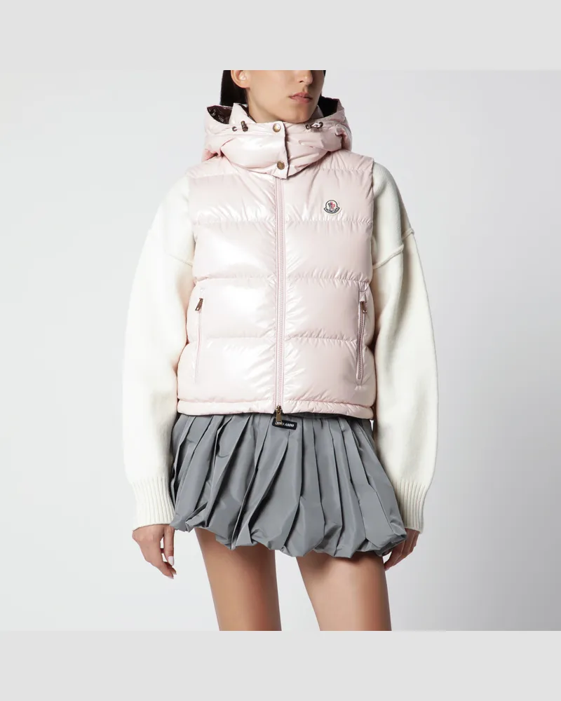 Moncler Kurze Daunenweste Niverolle aus Nylon in Rosa Pink