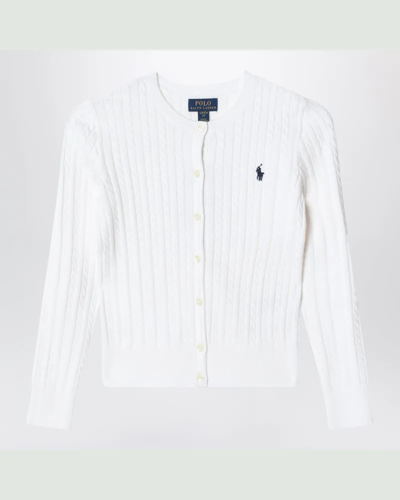 Ralph Lauren Weißer Baumwoll-Cardigan mit feinem Zopfmuster White