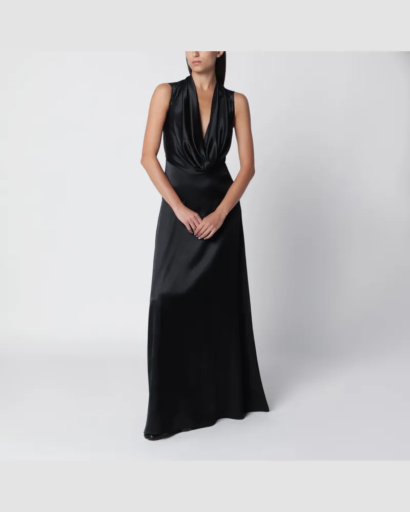 Maison Margiela Langes schwarzes Viskosekleid Black