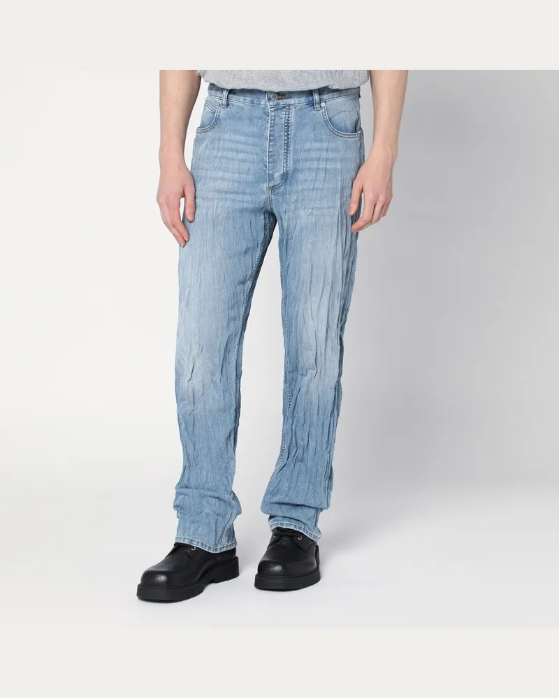 Bottega Veneta Hellblaue Jeans mit verwaschenem Knittereffekt Blau