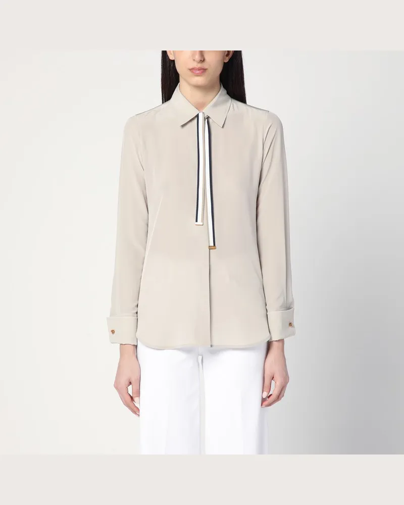 Max Mara Beiges Seidenhemd mit Krawatte Beige