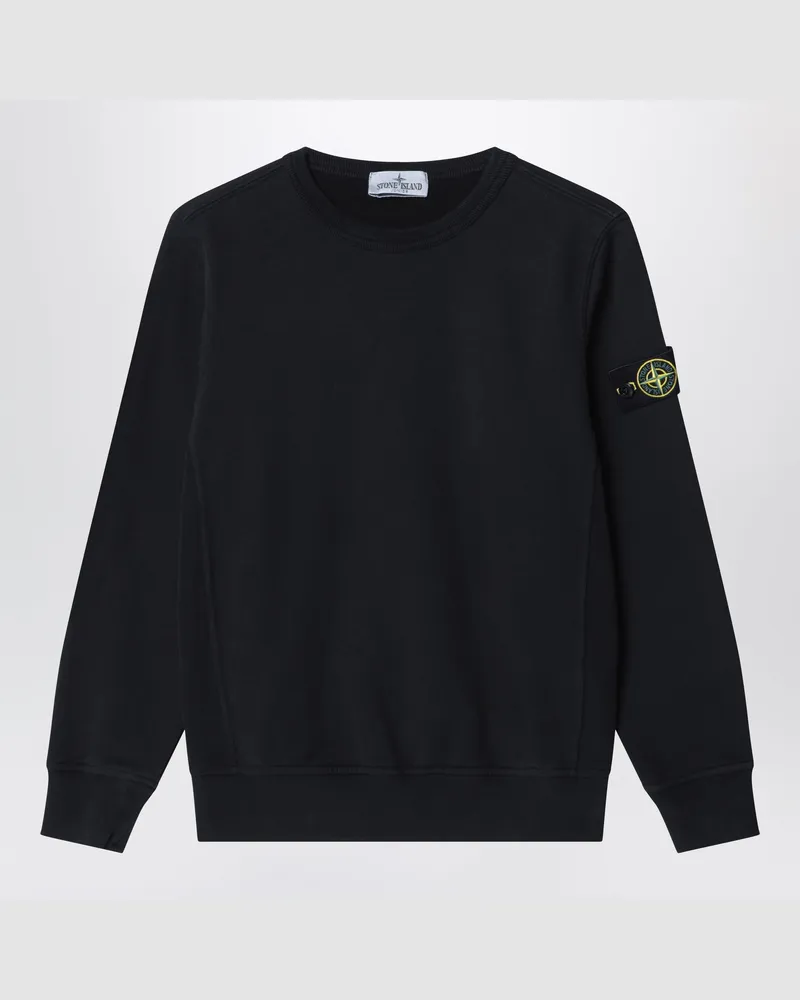 Stone Island Schwarzes Baumwoll-Sweatshirt mit Compass-Patch Black