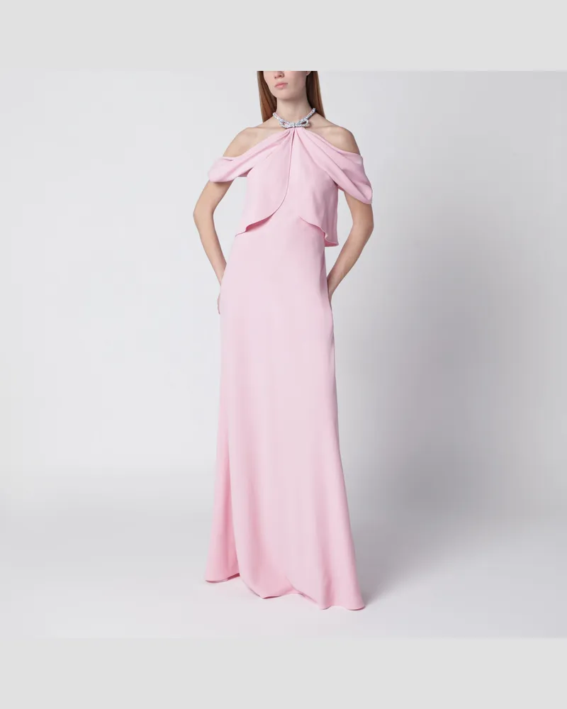 Alberta Ferretti Langes rosa Off-Shoulder-Kleid Pink