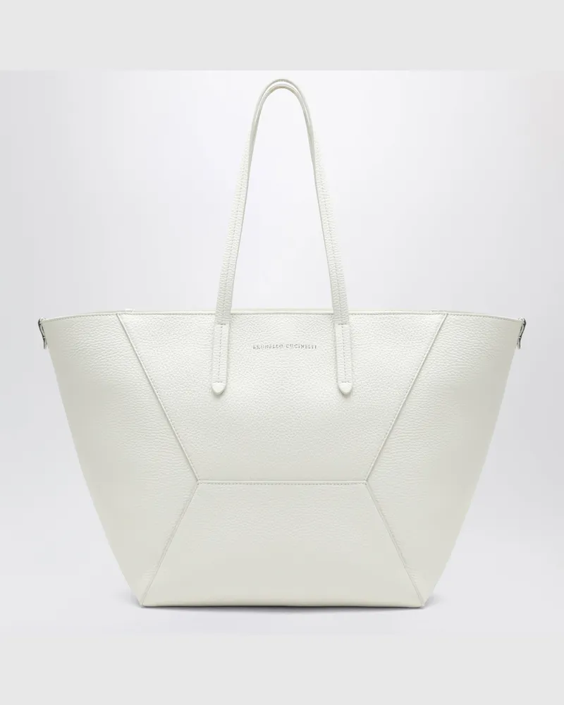 Brunello Cucinelli BC Duo Tasche aus elfenbeinfarbenem Leder White