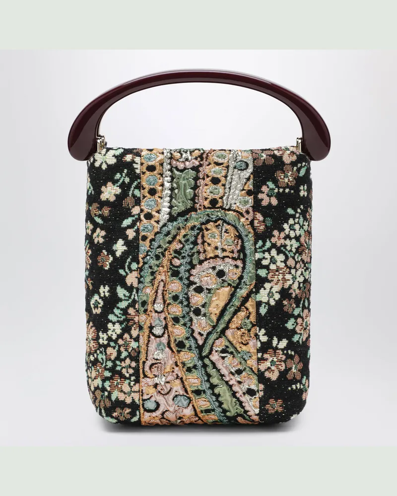 Dries van Noten Braune Micro-Tasche aus Gobelinstoff mit Blumenmuster Brown