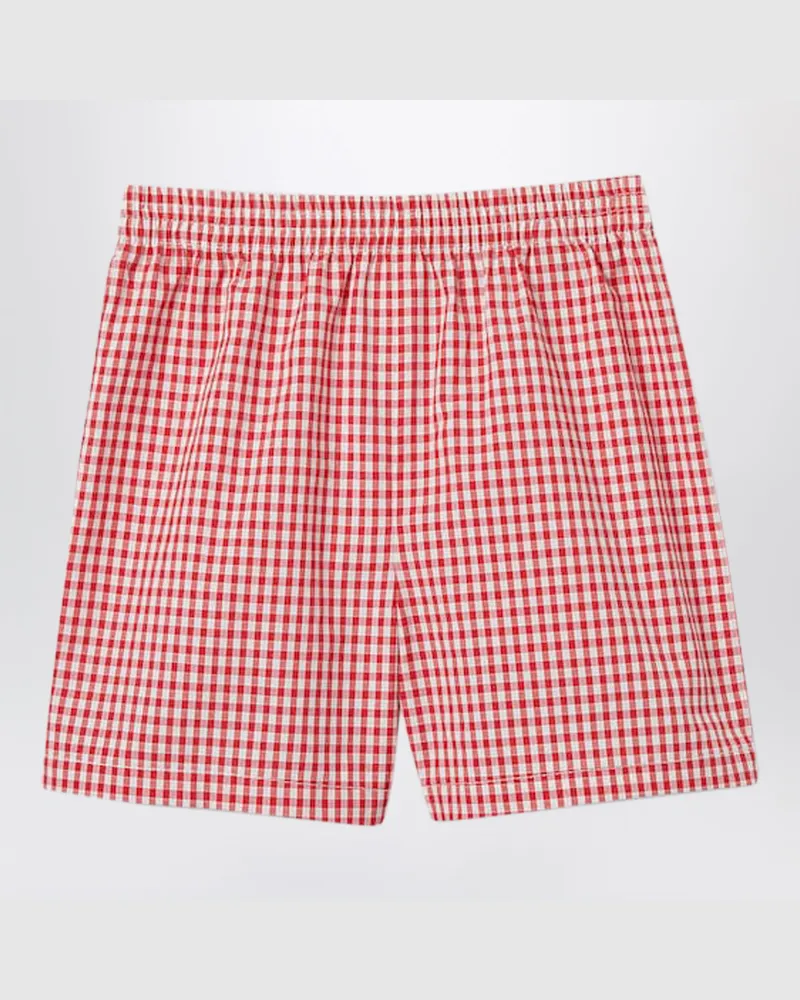 Gucci Rot/weiß karierte Baumwollshorts Black